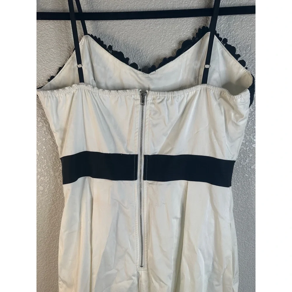 STAND Women's White Black Lace Trim Fit and Flare Cocktail Dress Size Medium